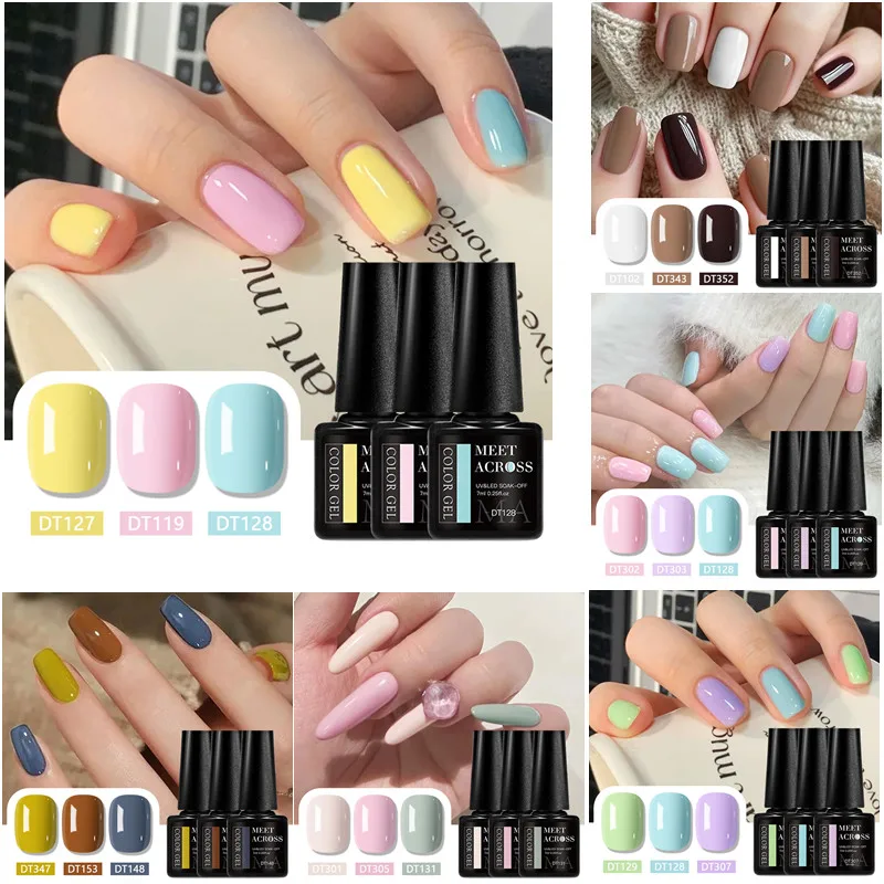 3pcs Macaron Color Gel Nail Polish Set HEMA TPO FREE Semi Permanent Soak Off UV Gel Varnish For Spring Summer Nail Supplies DIY