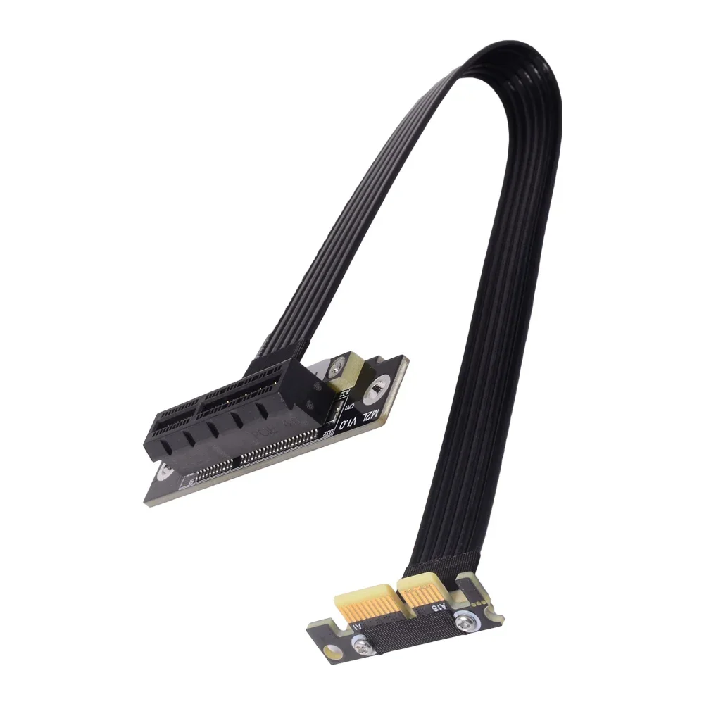 ADT PCI 익스프레스 4.0 x4 to x1 라이저 리본 케이블 그래픽 카드 PCI-E 1x to 4x 연장 케이블 듀얼 90도 라이저 익스텐더