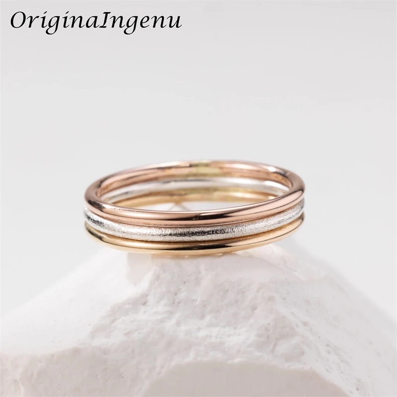 14K Gold Filled Tricolor Ring Personalized Handmade Band Ring