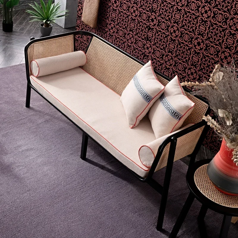 Leisure Recliner Bed & Breakfast Balcony Rattan Chair Liji Style Rattan Sofa Living Room Solid Wood Backrest