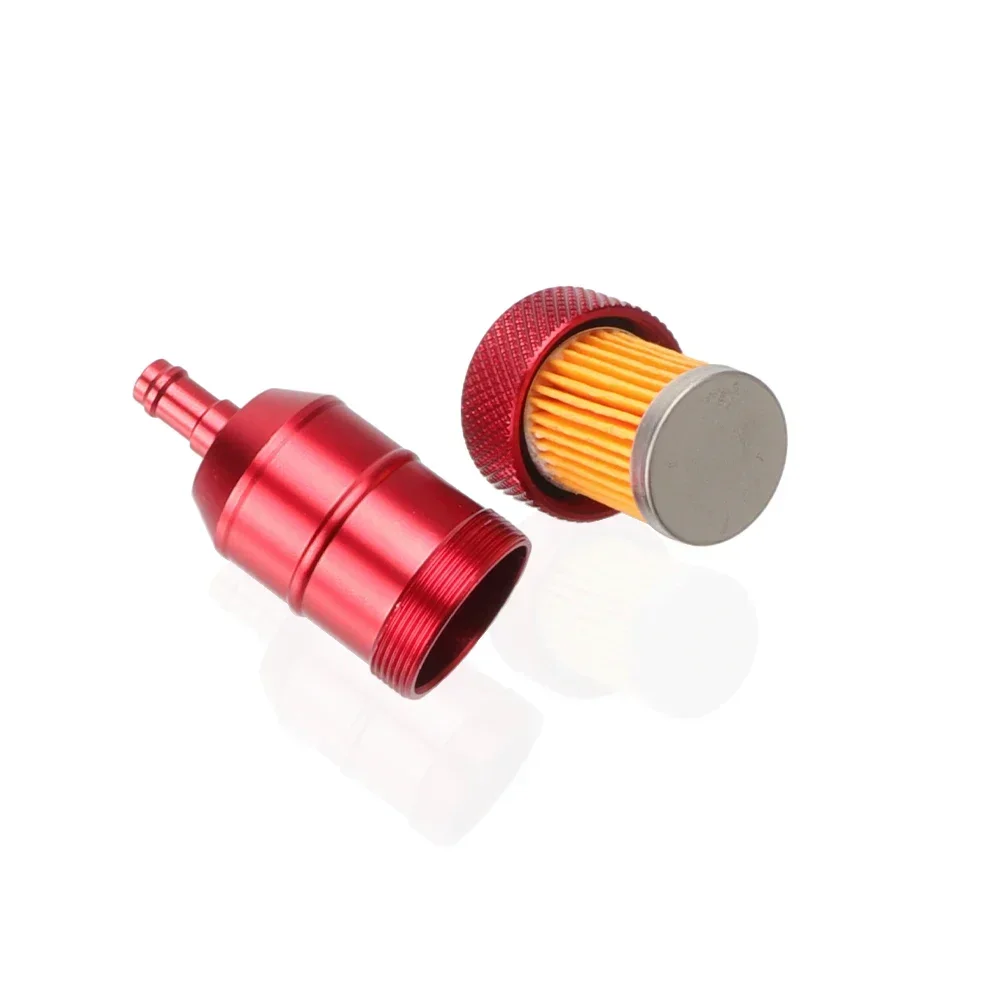 Motorcycle Fuel Filter 8mm CNC Aluminum Gasoline Cleaner +3/5 Pieces Reusable Cleanable Inline Oil and Gas