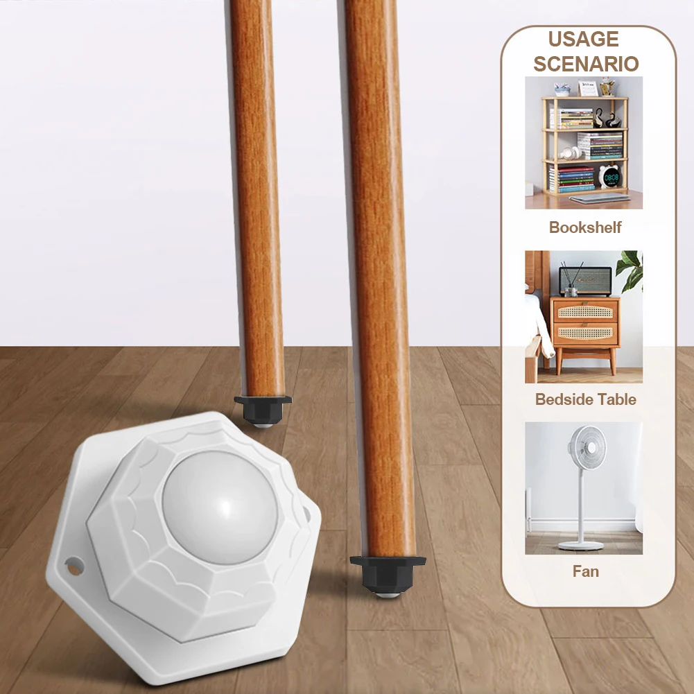 4pcs Moving Roller Kit Self Adhesive Pulley Wheels 360 Degree Rotation Versatile for Trash Can Storage Box Small Furniture