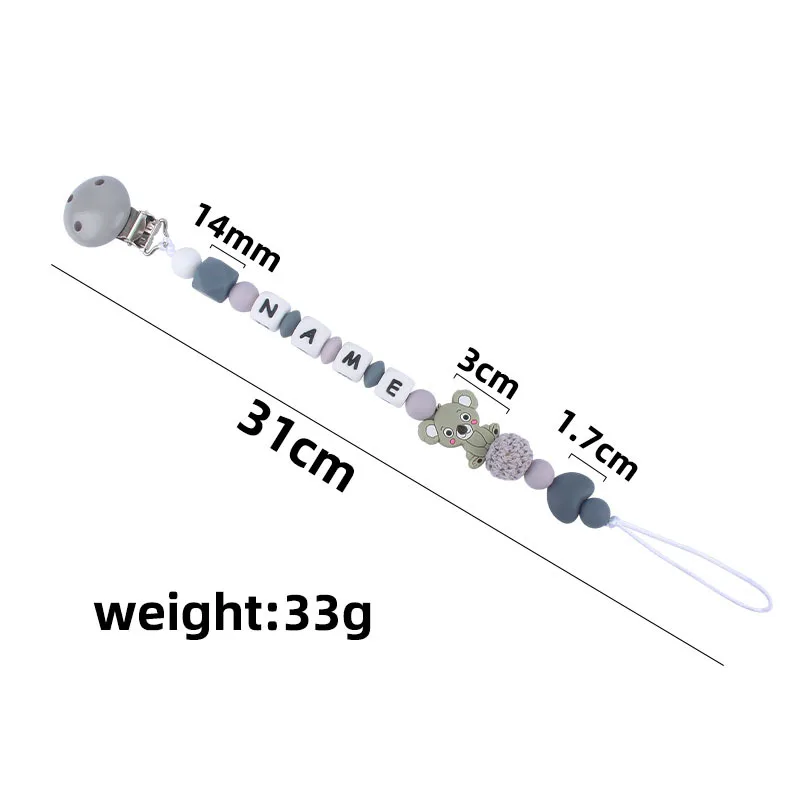 DIY Silicone Baby Pacifier Clip Personalised Name Colorful Pacifier Chain Teething BPA Free Silicone Abacus Dummy