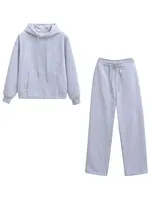 HH Women Casual Solid Hoodies Pants Sets Long Sleeve Pullover Sweatshirts Coat Drawstring Wide Leg Trousers Office Lady Suits - Image 4