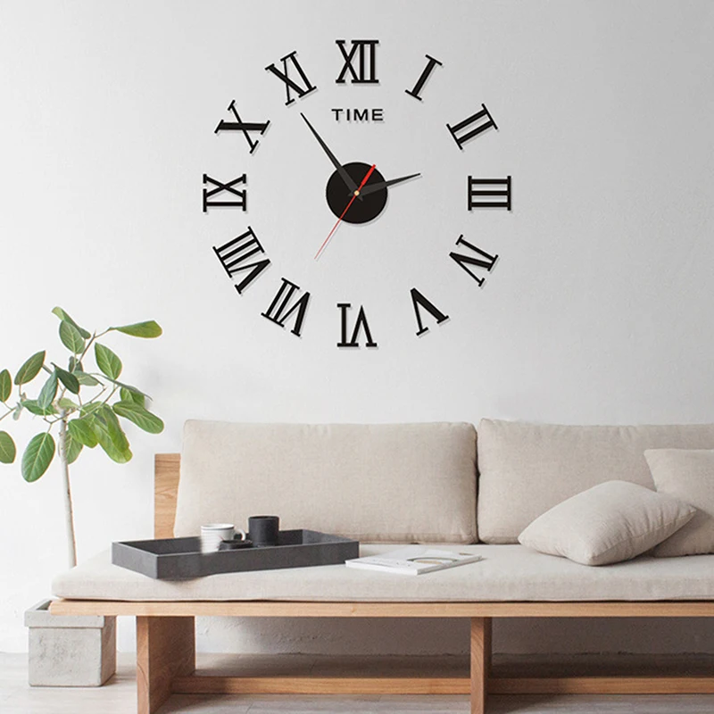 1Pc 3D Wall Clock Mirror Wall Stickers Creative DIY Clocks Modern Design Mute Quartz Needle Watch Home Decor