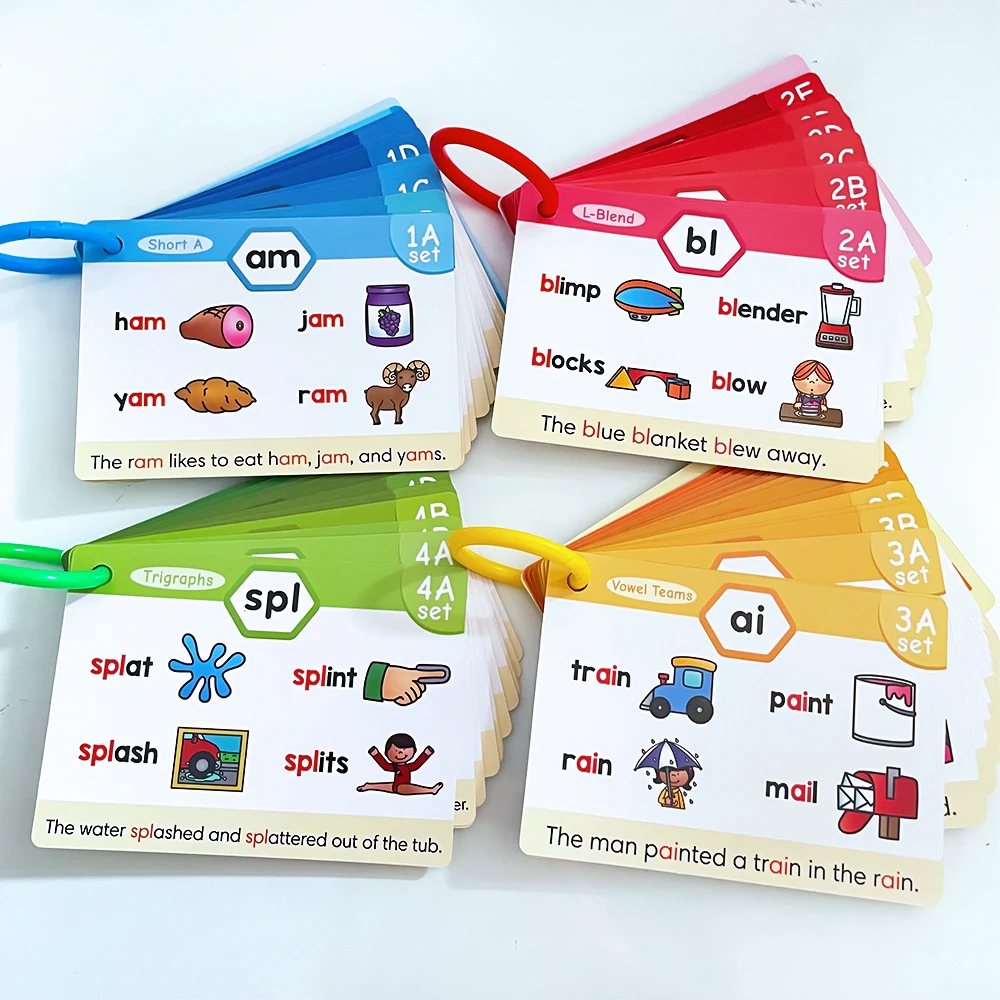 Kids Phonics Learning Flash Cads Educational Toys Teacher Teaching Aids Montessori English Words Training Vocabulary Building 4