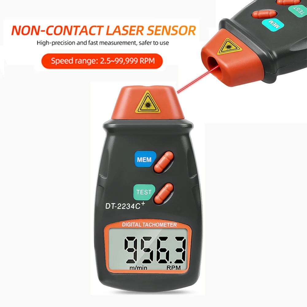 Digital Laser Tachometer LCD RPM Test Small Engine Motor Speed Gauge