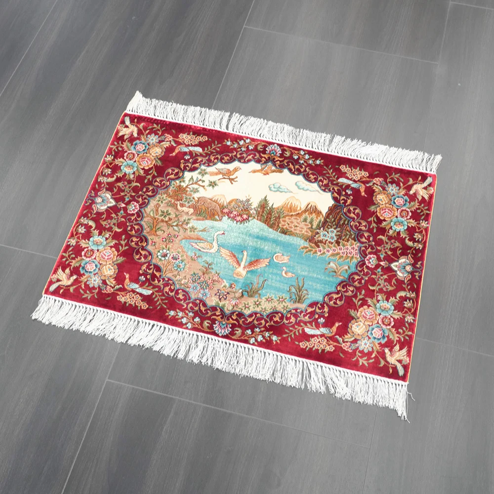 2×3 ft Mulberry Silk Handwoven Tapestry Rug 2