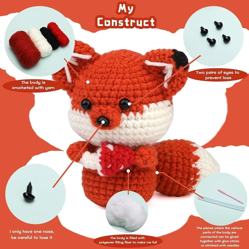 LMDZ Crochet Kit for Beginners Crochet Starter Kit Owl Crocheting Animals with Hooks Yarn Polyester Fiber for Adults crochet kit