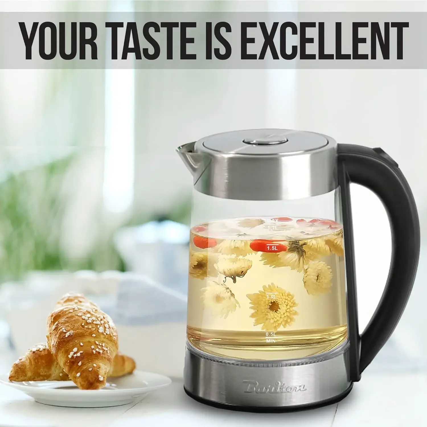 3 in 1 water kettle/TEA MAKER/coffee maker MODEL BTM-1780GS Electronic sensor touch control panel with display, powered by strix 4