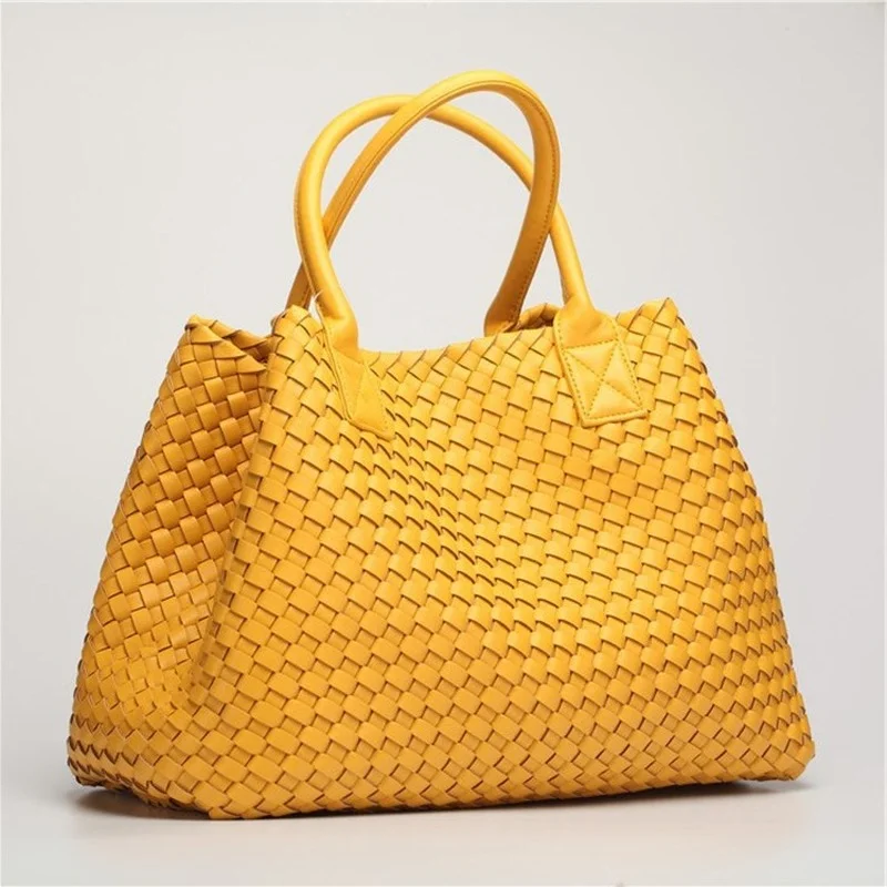 

Candy color woven tote bag 2022 new fashion one shoulder women's bag large capacity handbag luxury large bag shopping bag