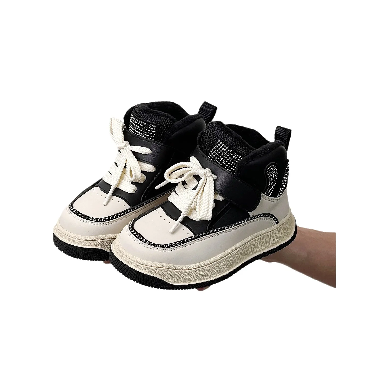 

Children's Fashion High-top Casual Sports Shoes Winter New Boys Girls Korean Plush for Warmth Versatile Student Sneakers
