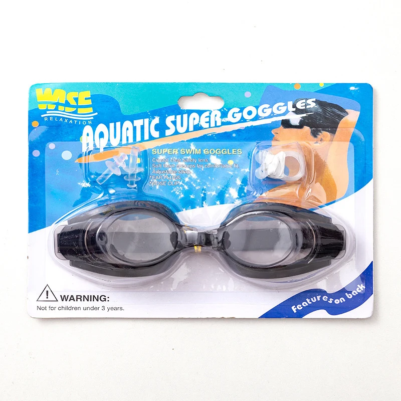 Transparent Swimming Goggles Diving Waterproof Adult And Children Nose Clip Earplugs Adjustable Tightness 1PC