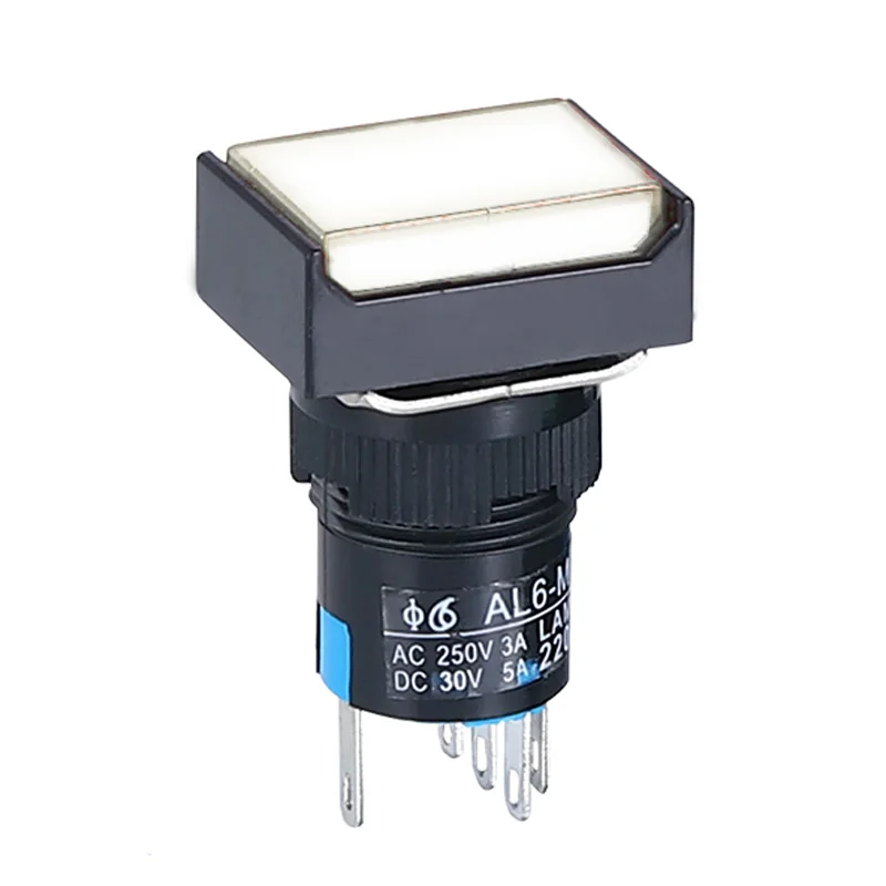 6mm 3 v5v12v24v220v 1 no1nc/2 no2nc momentane/Verriegelung lampe beleuchtete Druckknopf schalter mit Licht/kein LED-Rechteck – Detail 9