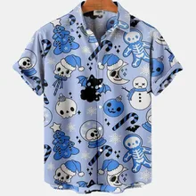  Luxury Skull Theme Scene Harajuku Elegant Viking Leading Fashion Vintage Y2k Clothing Men's Hawaiian Floral Social Casual Shirt 