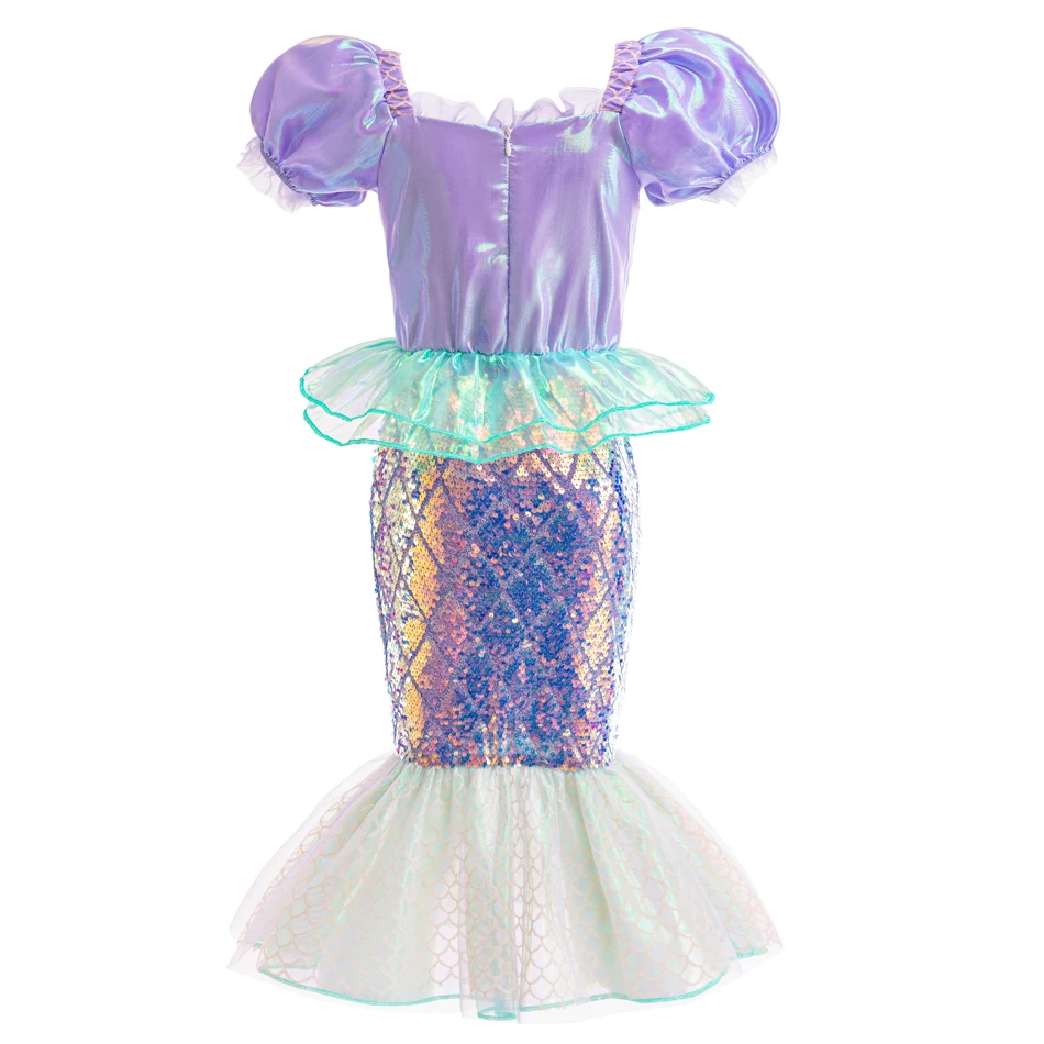 Prium Day Little Girl Mermaid Cosplay Dress Sequins 2pcs Fancy Kid Birthday Party Princess Costume Holiday Party Tail Outfit 18M
