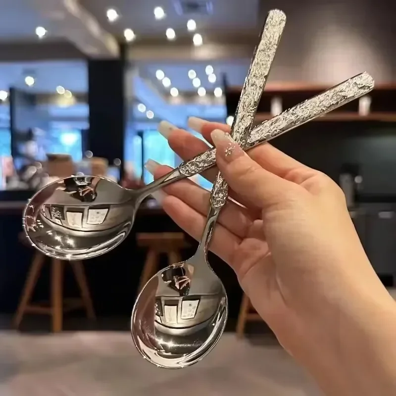 Stainless Steel Dinner Spoon Long Handle Dessert Ice Cream Spoons Restaurant Tableware Soup Scoops Kitchen Coffee Drinking Spoon stainless steel spoon,soup spoon
