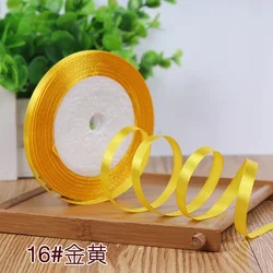 Luxurious Silk Satin Ribbon - 25 Yards of 6mm Decorative Elegance for Crafts & Gift Wrapping (Gold yellow)