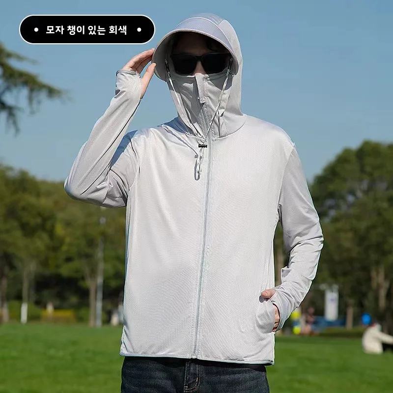 남성용 아웃도어 아이스 실크 자외선 차단 의류 통기성 여름 자외선 차단 낚시 장비 일반 길이 캐주얼웨어