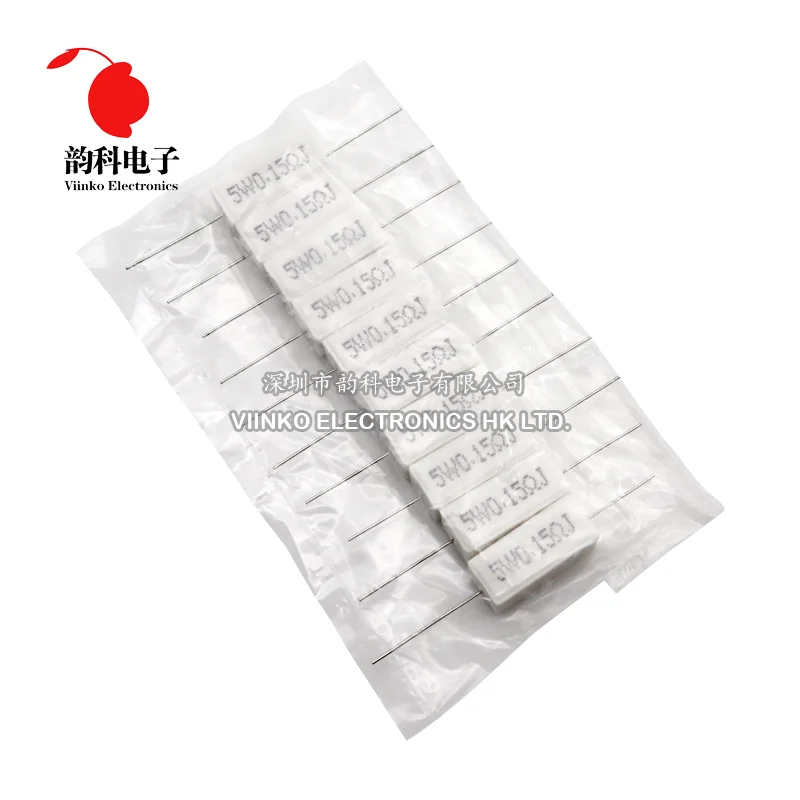 Cement Resistor 10pcs 5W 5% Power Resistance 0.1 ~ 10K 0.1R 0.5R 1R 10R 100R 0.22 0.33 0.5 1 2 5 8 10 15 20 25 30 100 1K 10K ohm