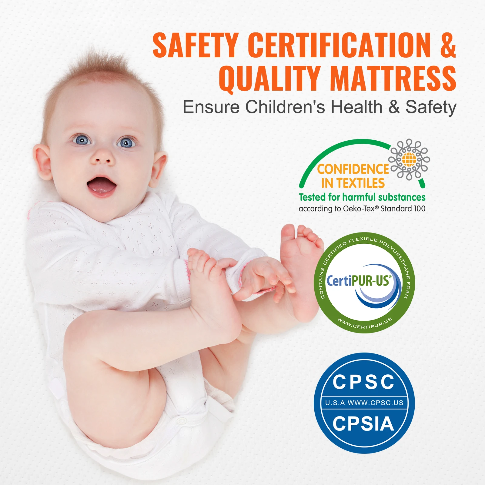 VEVOR Crib Mattress Two-sided Breathable Toddler Mattress of Memory Foam 3 inches Thickness Baby Mattress for Infant and Toddler 5