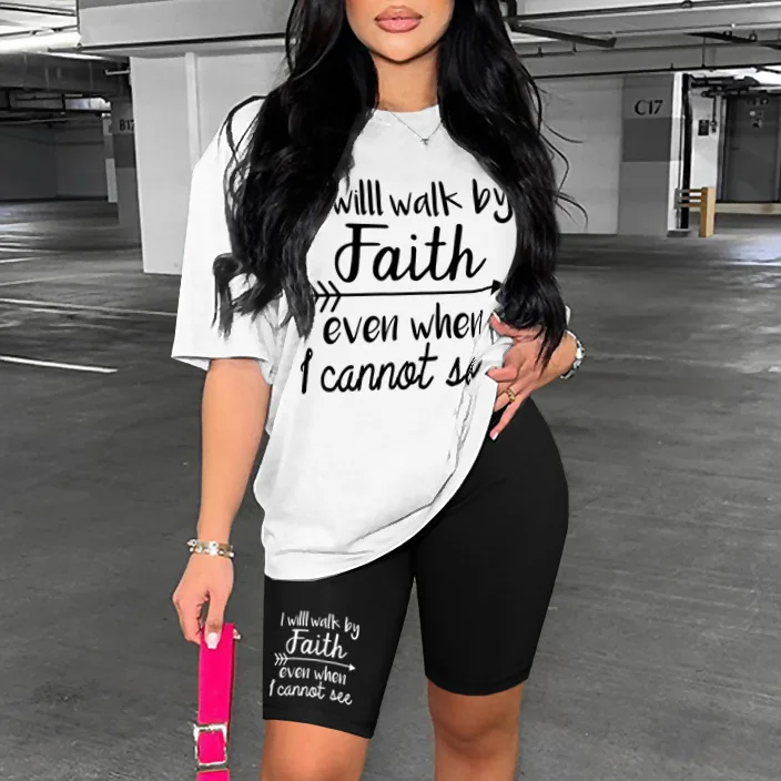 

I Will Walk By Faith Even When Religious Women T Shirts Cotton Short Sleeve Christian Graphic Tee Aesthetic Clothes Faithful Top