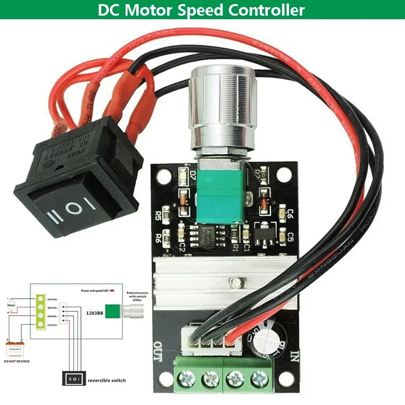 PWM Motor Speed Controller DC Motor Forward Reverse Regulator Adjuatable Governor Switch 6V 12V 24V 28V DC 3A