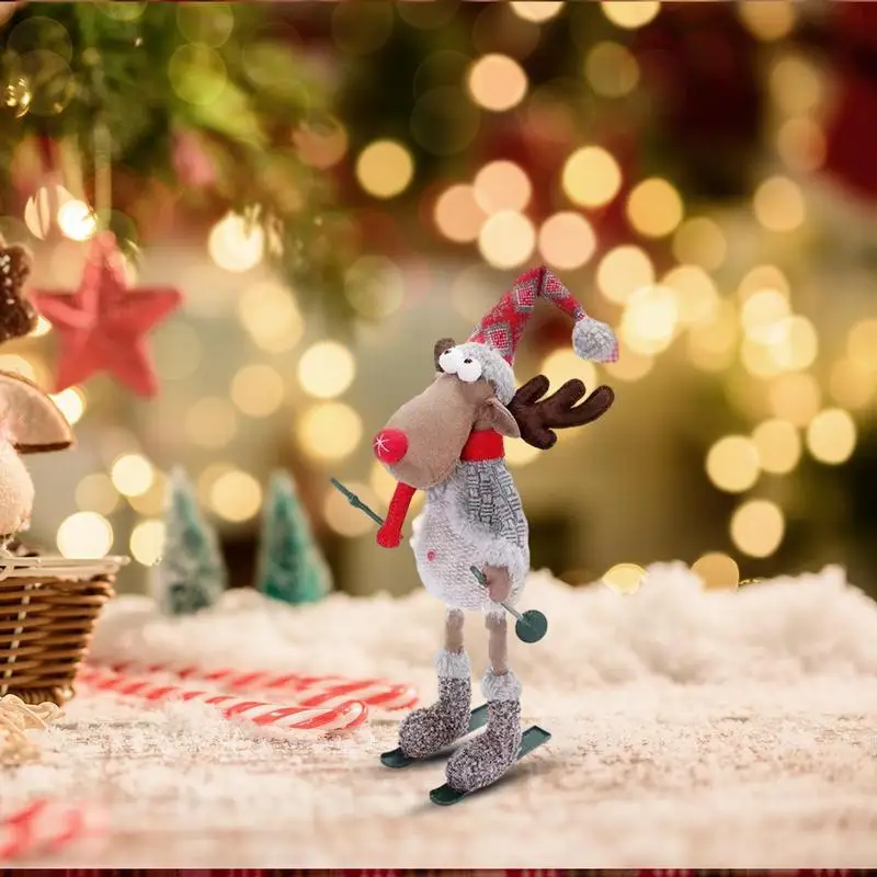 Miniature Snow Skis 2X Sporty Snowboards With Ski Poles Christmas Desktop Ornaments For Christmas Gnome And Decoration