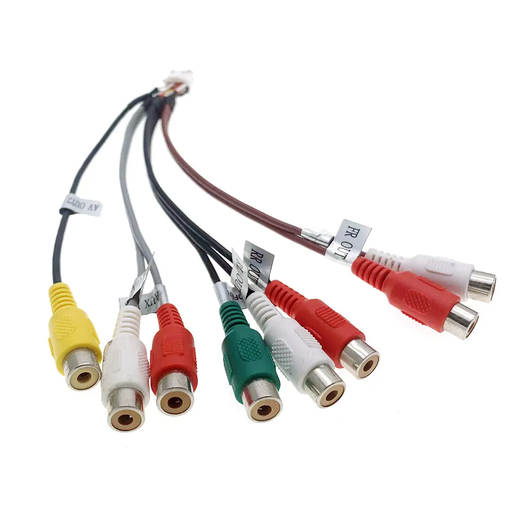 12 Pin Car Universal 8 RCA CCD AUX AV IN Output SUB WOOFER