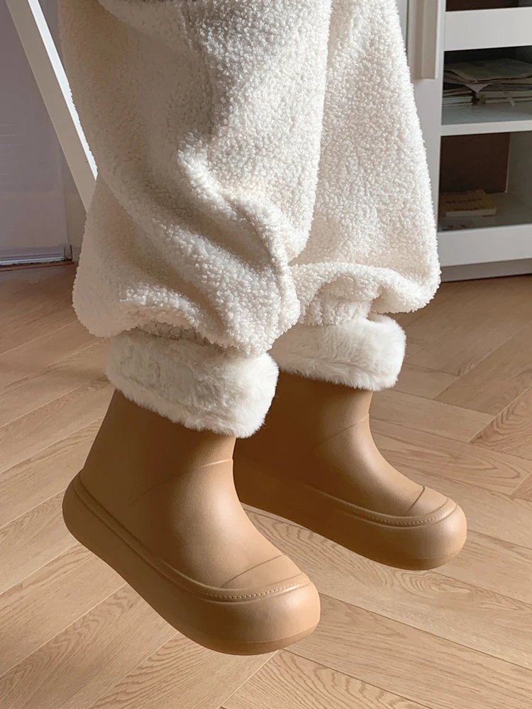 Casual And Versatile Winter Outdoor Snow Boots Women Rain Boots Fashion Plush Boys' Girls' Baby Boots Waterproof Boots