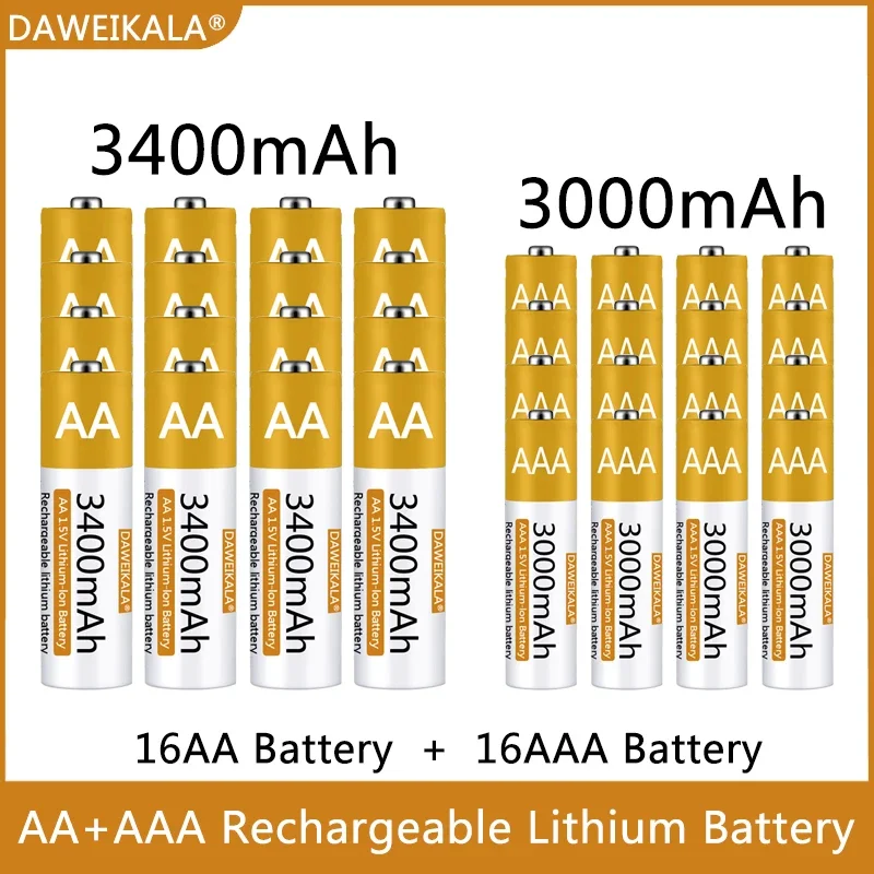 

AA/AAA Battery 1.5V Rechargeable Polymer Lithium-ion Battery AA/AAA Battery for remote control mouse small fan Electric toy