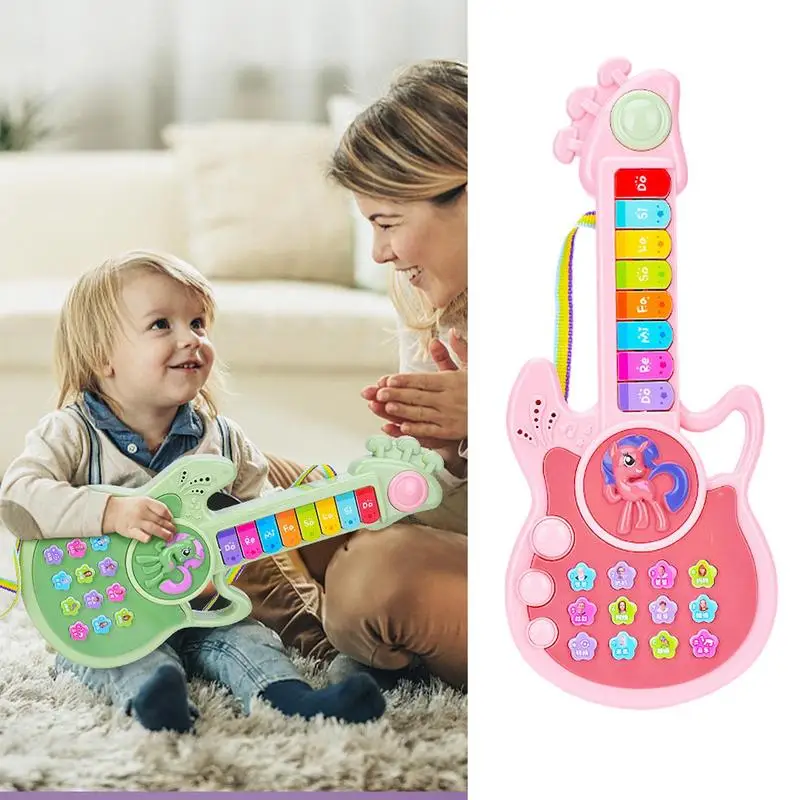 

Guitar Toy For Kids Handheld Musical Electronic Toy Guitar Glow Button Design Electric Guitar Musical Toys Learning Gifts