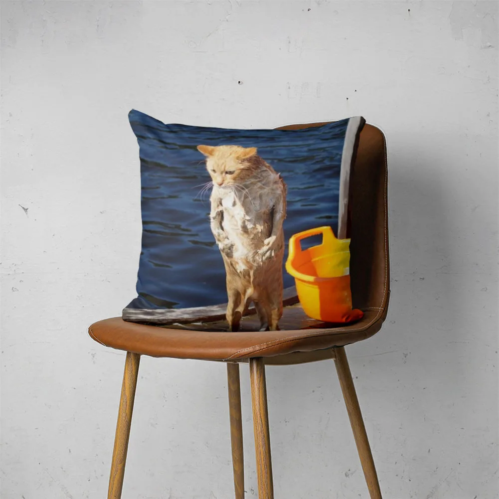 

CAT MEME PILLOW 010 Customizable Bedroom Bed Sofa Hotel Car Lumbar Pillow Fashion Decorative Pillow Cover