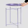 Outdoor Side Table, Small Patio Table Metal Side Table, Round Folding Side Table, for Outdoor and Living Room 6