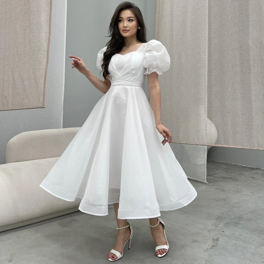 

High Quality Organza A-line Square Neck Midi Dresses Prom Dresses Sexy Sizes Available Sparkle Intricate Matching Classic Unisex