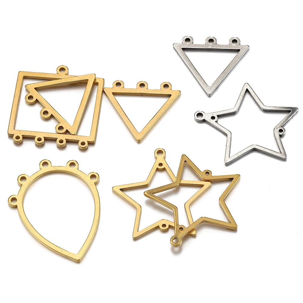 10 Stück Edelstahl Dreieck Blank Drop Connector Multi Löcher Connect Quaste Anhänger Charm Halskette Ohrring DIY Schmuckherstellung – Detail 16