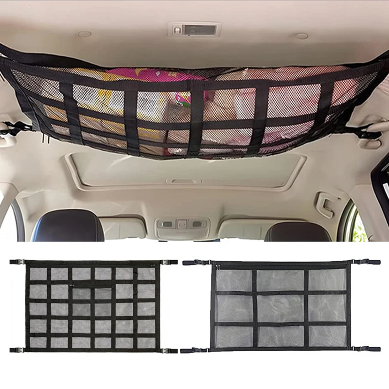 Car Roof Bag Interior Cargo Net Breathable Mesh Bag Auto Stowing