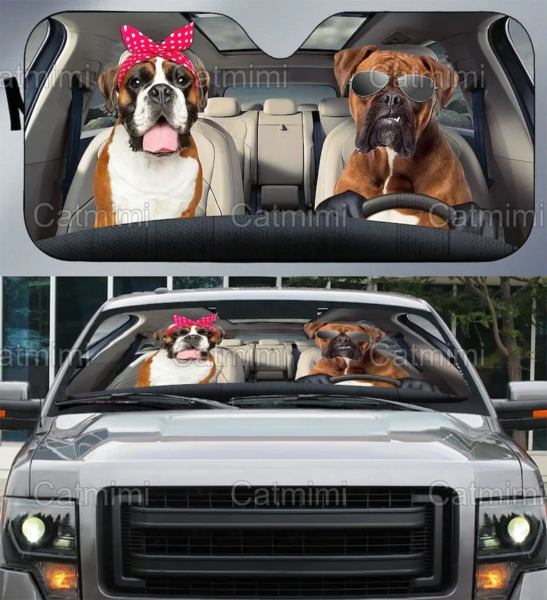 

Boxer Car Sun Shade, Boxer Auto Sun Shade, Boxer Sun Shade, Boxer Gift, Boxer Lover, Car Decoration, Mother Gift, Gifts For Him