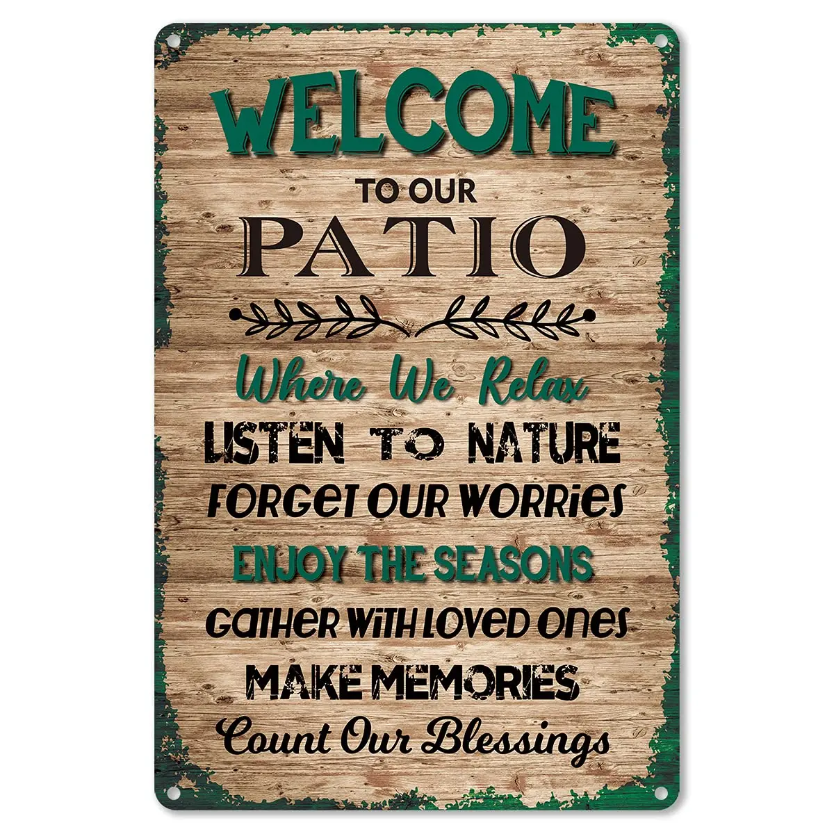 

Quote Welcome to Our Patio Metal Tin Sign Wall Decor Rustic Patio Tin Sign for Home Bar Pub Decor Gifts for Women Men Friends