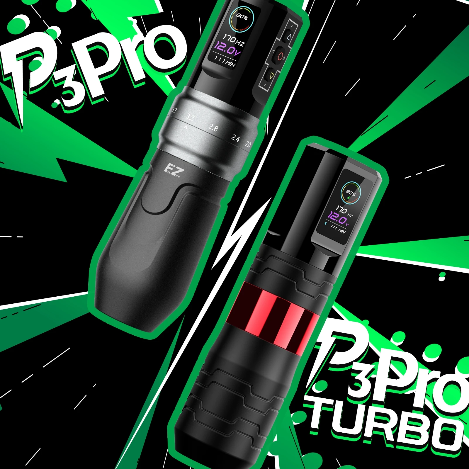 Ez tattoo pro 3 turbo タトゥーマシン Ez p3 pro-ターボワイヤレスタトゥーマシン,調整可能な