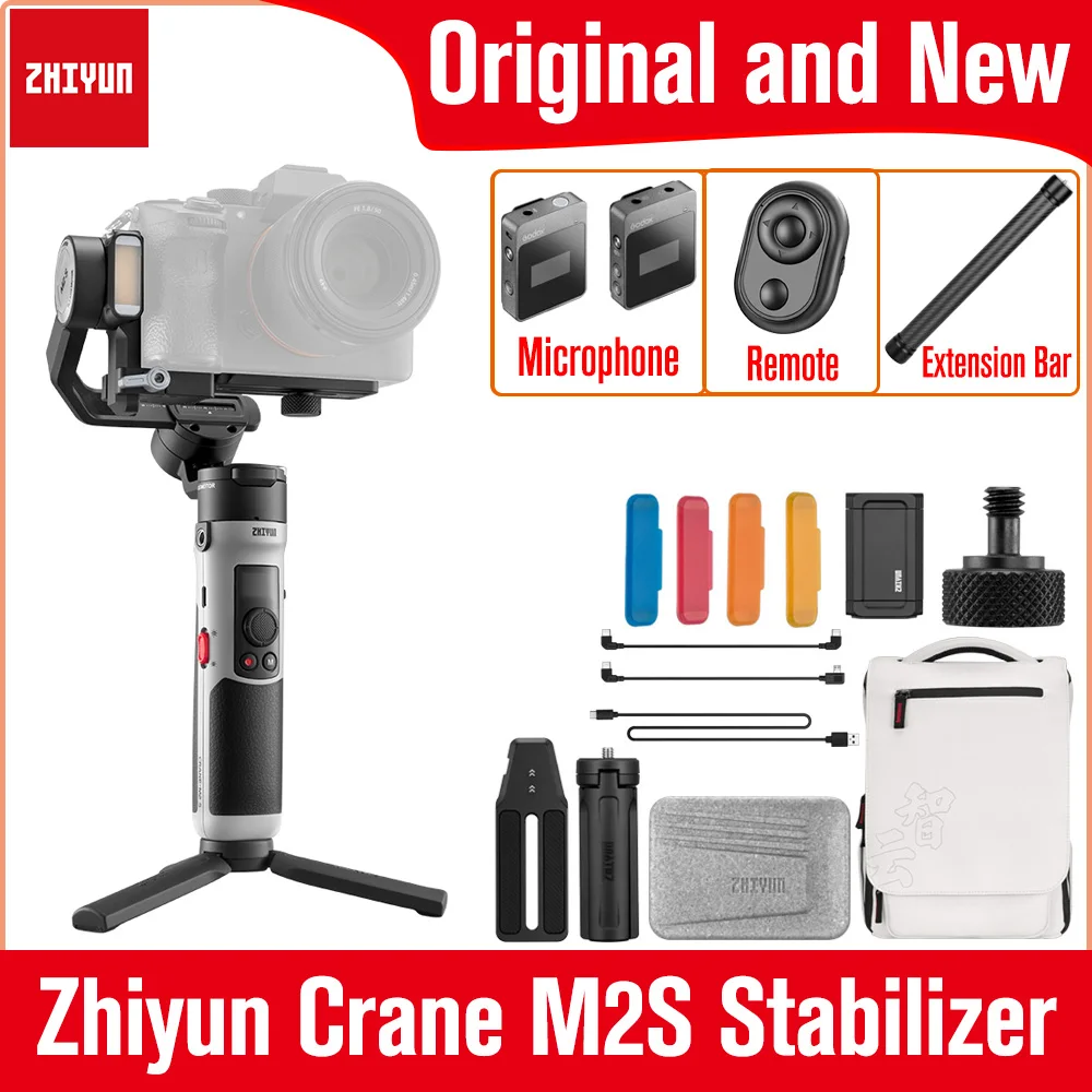 Official Zhiyun Crane M2 S M2S 3-Axis Camera Stabilizer Anti-Shake Handheld  Gimbal for Mirrorless Action Cameras Smartphone Vlog