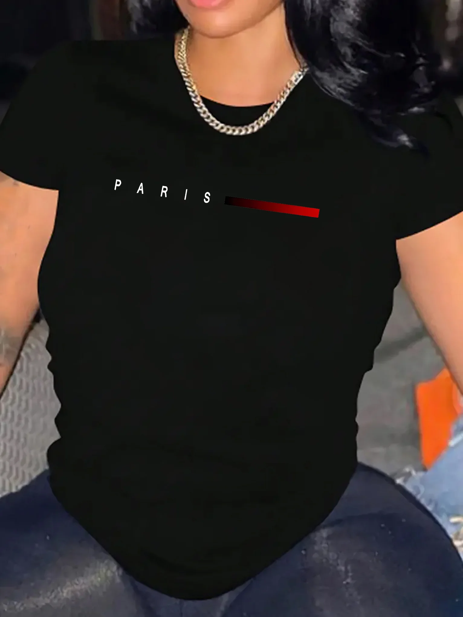 Paris Letter Print Plus Size T-shirt Women's Harajuku Short Sleeve Casual Women's T-shirt Clothing Street Tees Aesthetic Clothes 2