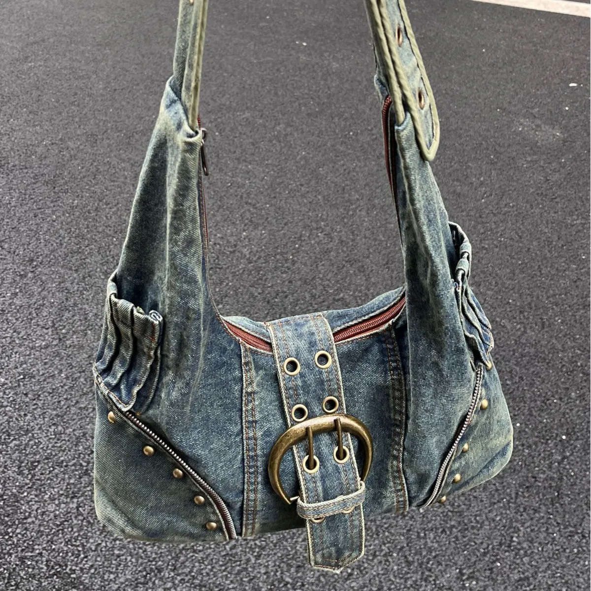 New Denim Zipper Youth Crossbody Bags 2025 High Quality Luxury Sense Shoulder Bags Unique Design Wide Straps Tote Bags for Women