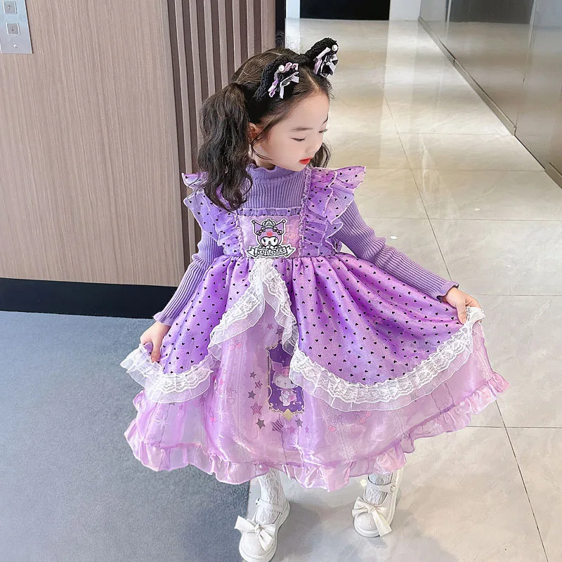 

Anime Sanrio Kuromi Party Dresses for Girls Zara for Chidren Princess Dress Children Cothes Girl Girl Lolita Sweater Dress Gift