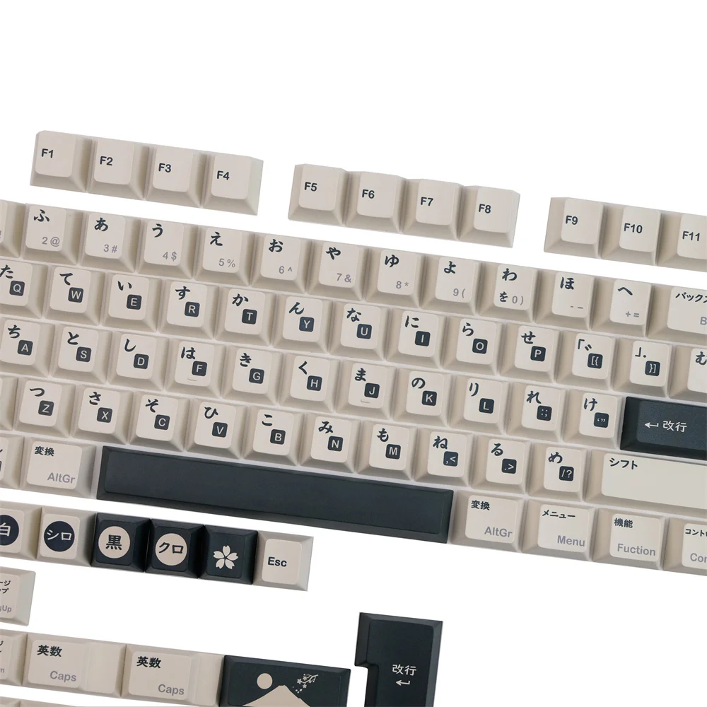 Pbt Keycap Japonês Branco Preto Keycaps Perfil Cereja Rosto Dye Subbed para Teclado Mecânico Gh60 Gk61 Cereja mx Switch - Imagem 5