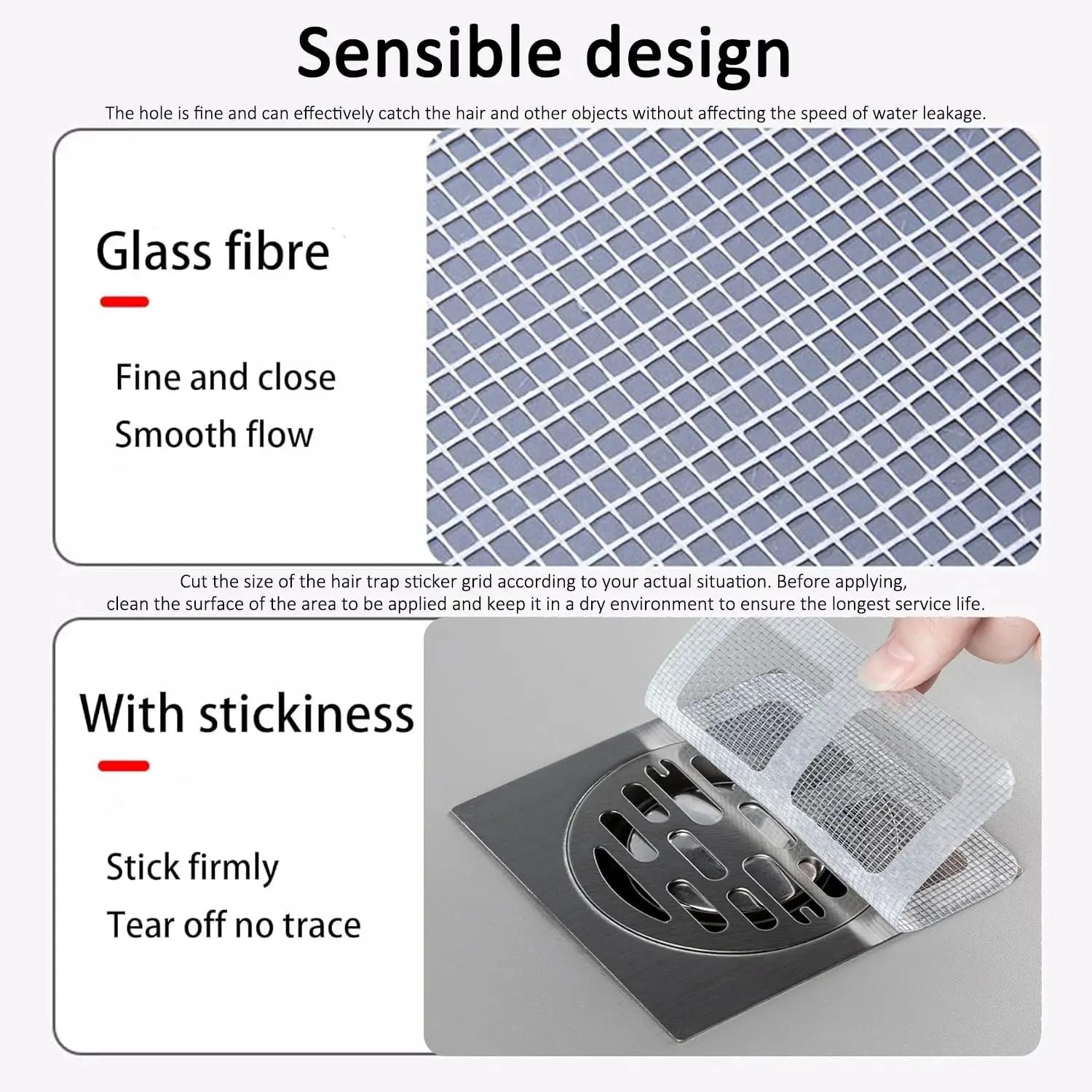 30pcs Disposable Shower Drain Cover Hair Catcher Shower Drain Mesh Sticker Sewer Filter Screen for Bathroom Laundry Bathtub Sink 3