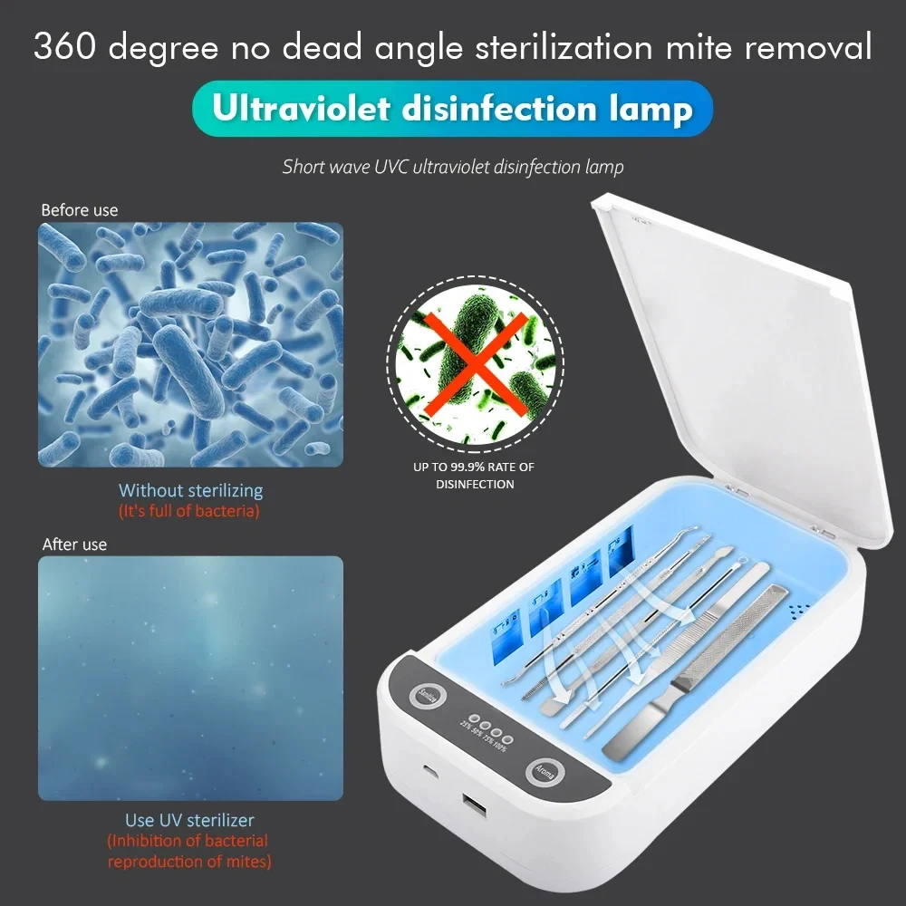 Electric UV Sterilizer Box Aromatherapy Machine for Nail Tool Anti Bacteria Disinfection Box Mobile Phone Wireless Charger