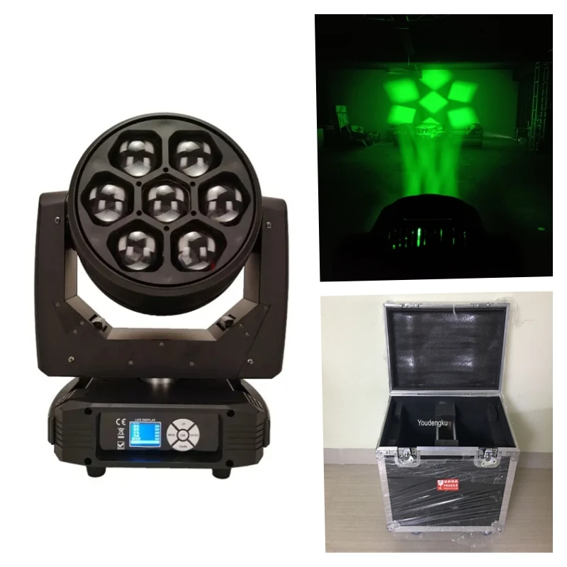 2pcs with case LED RGBW 4 in 1 Zoom Wash Beam 7x40W rgbw 4in1 bee eye Moving Head led zoom light for Wedding Party Event Stage