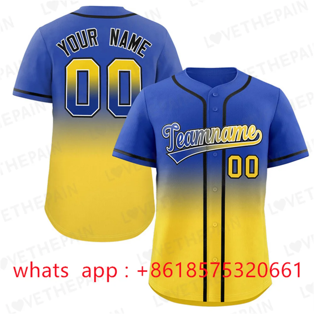 thumbnail image 1 of Camiseta de béisbol con degradado, camiseta personalizada del equipo, impresión de nombre personal, número, rayas, ropa deportiva de hip hop, camiseta de béisbol para hombres, mujeres y niños, 1 of 4