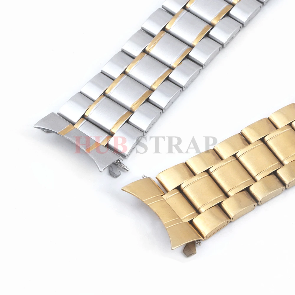 Premium Silver Stainless Steel Watch Band with Curved Ends and Tool Accessories